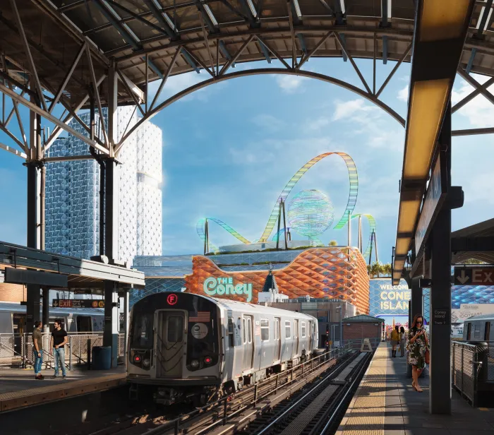 "The Coney" is depicted completely obstructing the view of the Wonder Wheel or any of the rides. No casino in Coney Island!